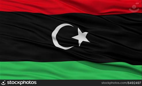 Closeup Libiya Flag, Waving in the Wind, High Resolution
