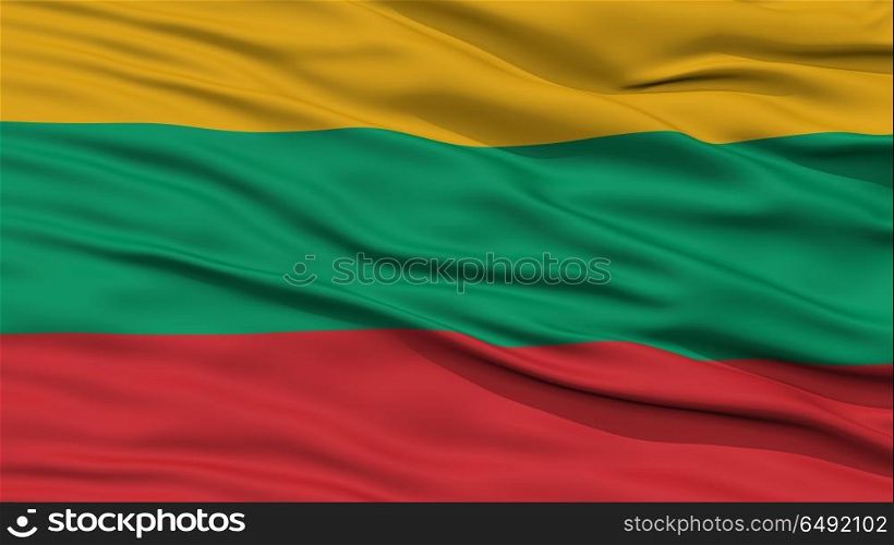 Closeup Lithuania Flag, Waving in the Wind, High Resolution