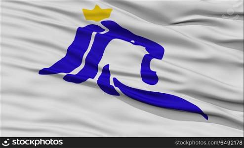 Closeup Luxembourg City Flag, Capital City of Luxembourg, Waving in the Wind