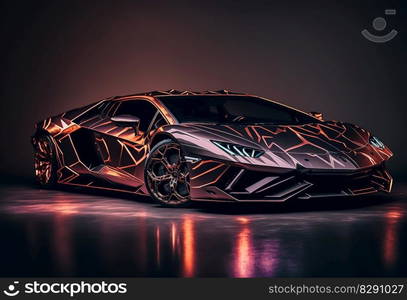 Closeup luxury supercar on dark background. Closeup luxury supercar on dark background AI Generated