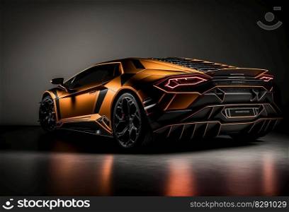Closeup luxury supercar on dark background. Closeup luxury supercar on dark background AI Generated