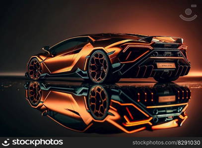 Closeup luxury supercar on dark background. Closeup luxury supercar on dark background AI Generated