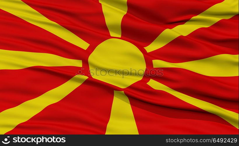 Closeup Macedonia Flag, Waving in the Wind, High Resolution