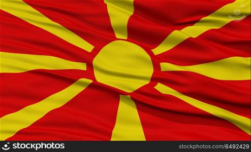 Closeup Macedonia Flag, Waving in the Wind, High Resolution