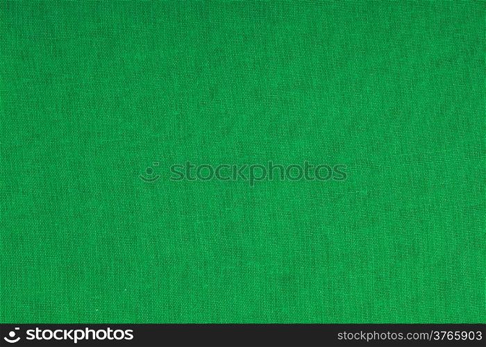 Closeup macro of green fabric textile material as texture pattern background or backdrop