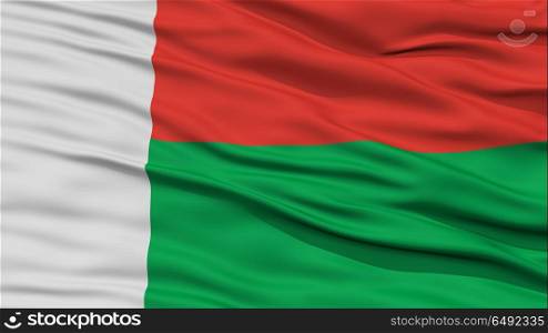 Closeup Madagascar Flag, Waving in the Wind, High Resolution