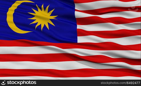 Closeup Malaysia Flag, Waving in the Wind, 3D Rendering