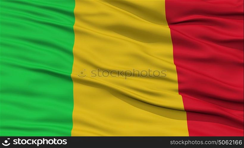 Closeup Mali Flag. Closeup Mali Flag, Waving in the Wind, High Resolution