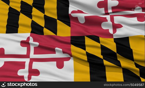 Closeup Maryland Flag, USA state. Closeup Maryland Flag on Flagpole, USA state, Waving in the Wind, High Resolution