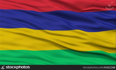 Closeup Mauritius Flag, Waving in the Wind, High Resolution