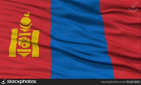 Closeup Mongolia Flag, Waving in the Wind, High Resolution