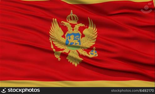 Closeup Montenegro Flag, Waving in the Wind, 3D Rendering