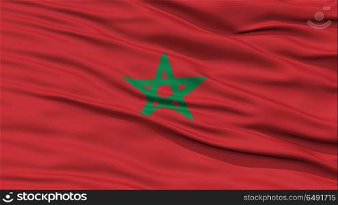 Closeup Morocco Flag, Waving in the Wind, High Resolution