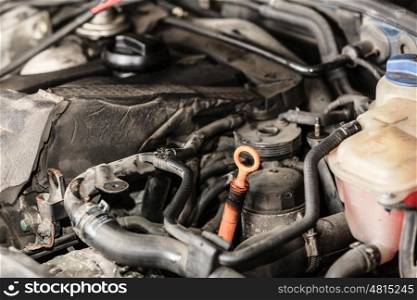Closeup motor block automobile car engine