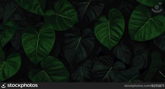 closeup nature view of green leaf and palms background. Flat lay, dark nature concept, tropical leaf. Generative AI.. closeup nature view of green leaf and palms background. Flat lay, dark nature concept, tropical leaf. Generative AI