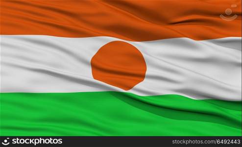 Closeup Niger Flag, Waving in the Wind, High Resolution