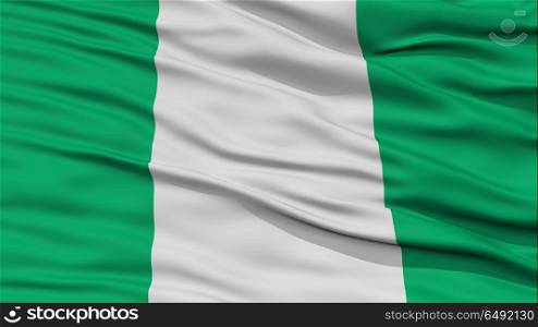 Closeup Nigeria Flag, Waving in the Wind, High Resolution