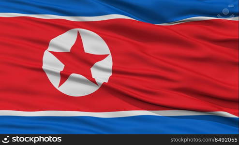 Closeup North Korea Flag, Waving in the Wind, High Resolution