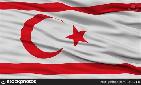 Closeup Northern Cyprus Flag, Waving in the Wind, High Resolution