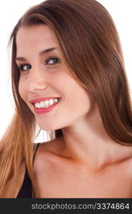 Closeup of a beautiful teenager against white background