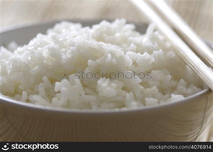 Closeup of a bowl of rice