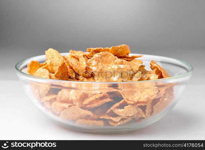 closeup of a bowl with cereal flakes