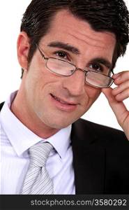 Closeup of a businessman wearing glasses