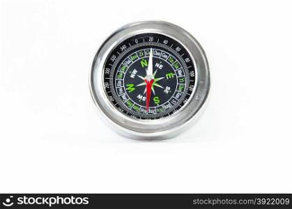Closeup of a classic compass isolated by white background