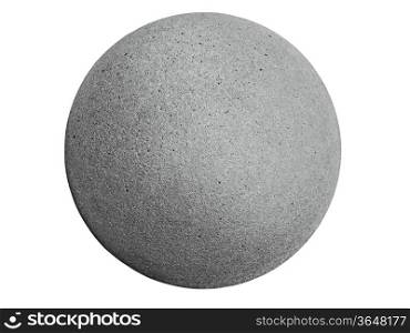 closeup of a concrete sphere isolated on white with clipping path