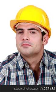 Closeup of a man in a hardhat