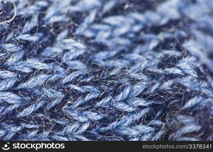 closeup of a regular knitted piece in light and dark blue