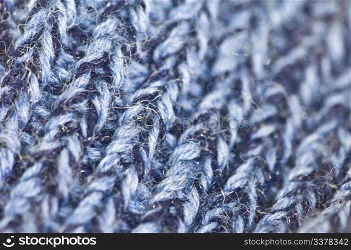 closeup of a regular knitted piece in light and dark blue