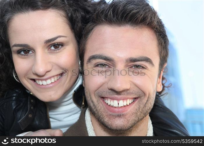 Closeup of a smiling couple