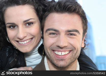 Closeup of a smiling couple