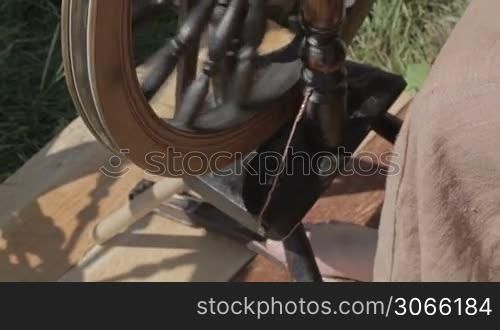 Closeup of a spinning wheel in motion