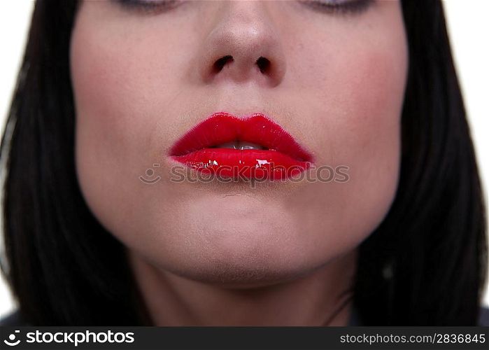 Closeup of a woman&acute;s red lips