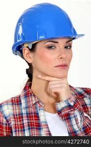 Closeup of a woman carpenter