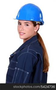 closeup of a woman electrician