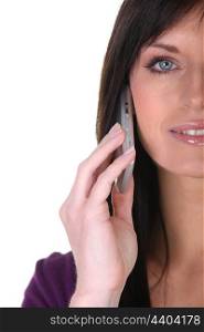 Closeup of a woman with a phone
