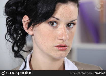 Closeup of a young businesswoman