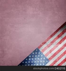 Closeup of American flag on grunge background