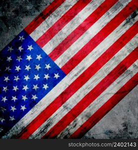 Closeup of American flag on grunge background