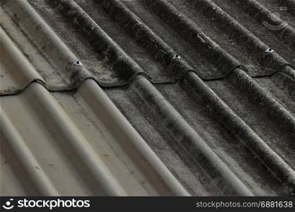 closeup of asbestos roof pattern in background