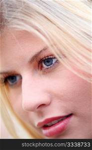 Closeup of beautiful blond woman