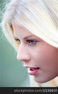 Closeup of beautiful blond woman