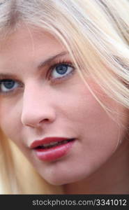 Closeup of beautiful blond woman