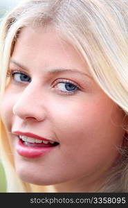 Closeup of beautiful blond woman