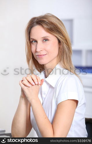 Closeup of beautiful businesswoman in the office