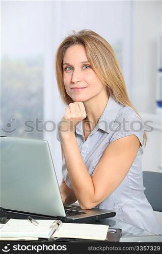Closeup of beautiful businesswoman in the office