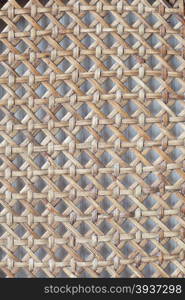 Closeup of beige basket. Wicker woven pattern for abstract background or texture